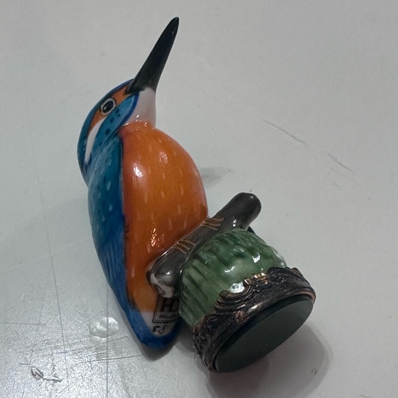 RARE Halcyon Days Enamel Porcelain Kingfisher Desk Seal - Picture 7 of 11